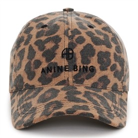 Anine Bing Jeremy Baseball Cap, Black & Brown Leopard